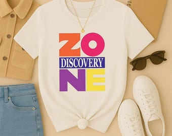 Discovery Zone T-Shirt – 90s Nostalgia Graphic Tee, Retro Logo Shirt, Vintage Childhood Throwback Tee, Funny Nostalgic Gift for Adults