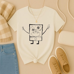 DoodleBob Tee – Funny Hand-Drawn Sponge Shirt for 2000s Kids, Meme Lovers & Cartoon Fans | Mee Hoy Minoy Chaos Vibes
