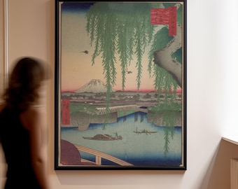 Utagawa Hiroshige (1797 - 1858) - Yatsumi Bridge #45 from One Hundred Famous Views of Edo (1856) - Ukiyo-e - Traditional Japanese Art Gift