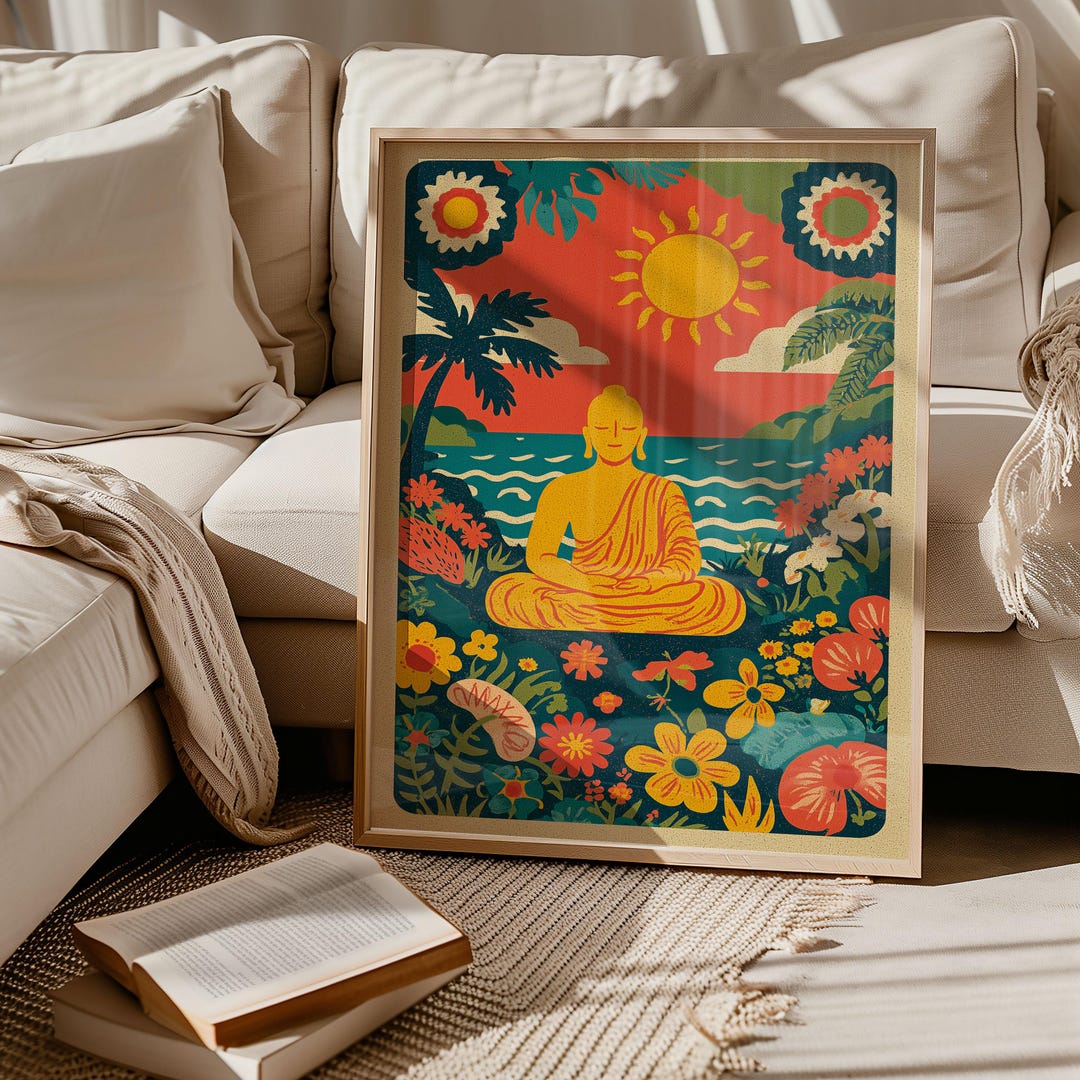 Buddha Poster - Zen Garden Wall Decor - Peaceful Meditation Room Art - Etsy