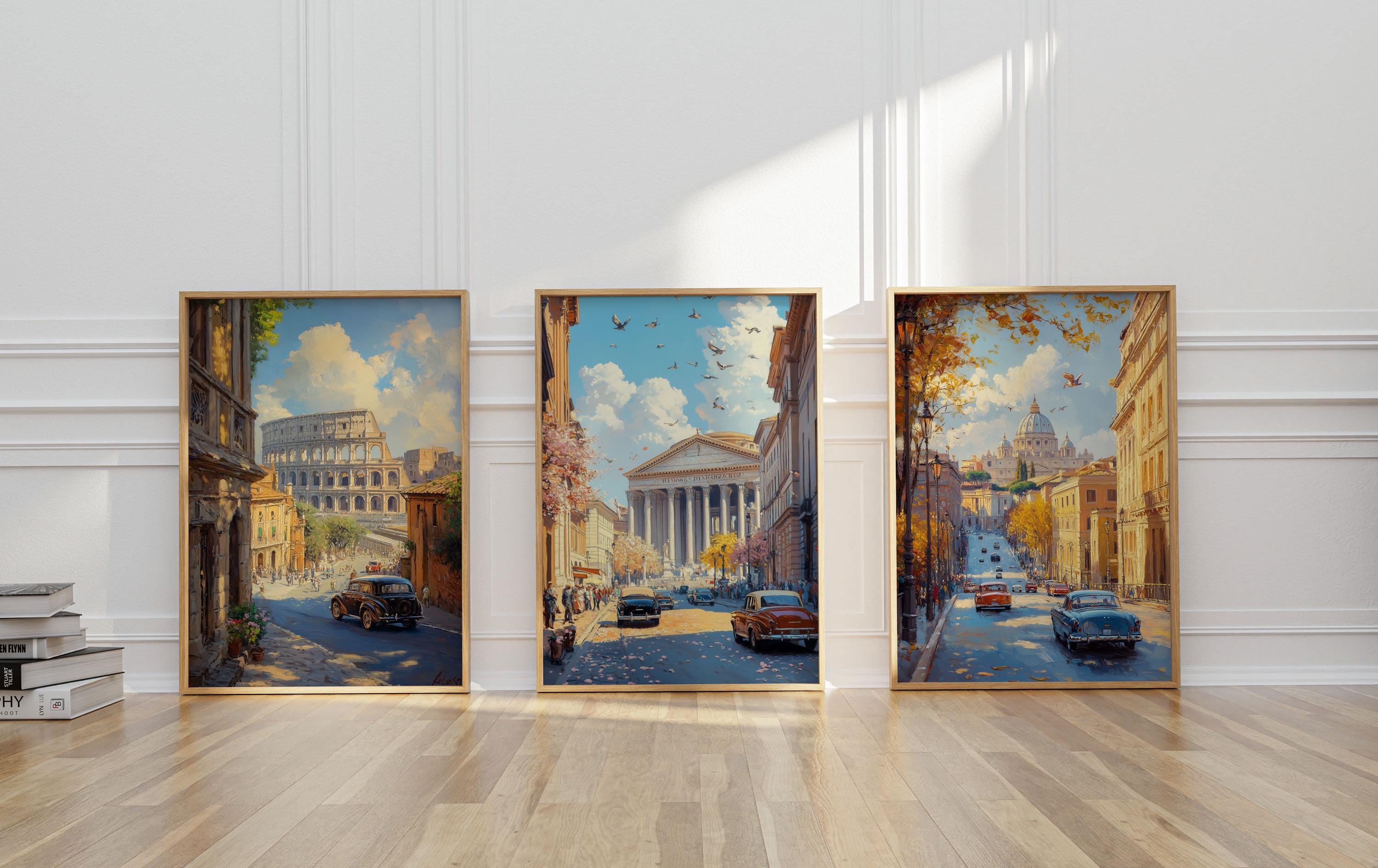 Vintage Rome City Prints Set: Classic European Architecture Wall Art ...