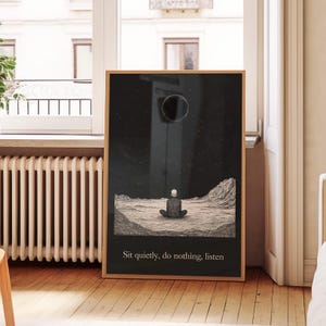 Zen Meditation Konsttryck – Svartvit Buddhismdekor bild 1