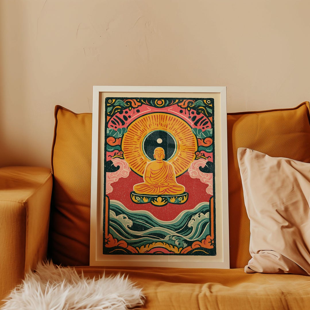 Psychedelic Buddha Wall Art Print | Colourful Zen Meditation Poster ...