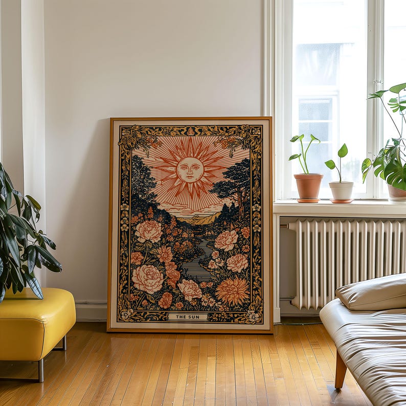 The Sun Tarot Card Print Mystical Celestial Sunshine Art Home the-sun-tarot-card-print-mystical-celestial-sunshine-art-home