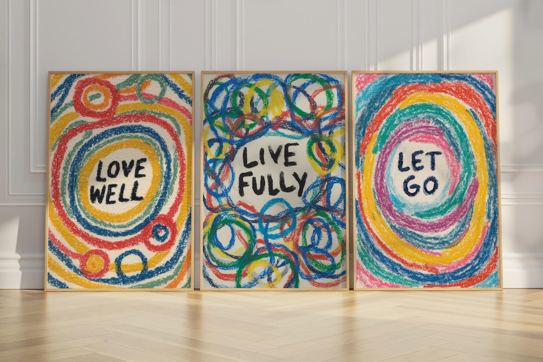 Zen Colorfil Colorful Zen Affirmation Poster Set: Abstract Mindfulness Wall Art - Etsy