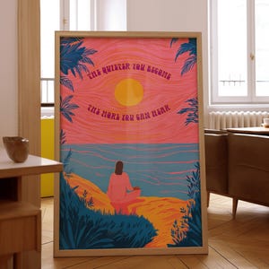 Meditation Kunstdruck - "The Quieter You Become" Zitat Poster - Lebendige Achtsamkeits Wanddekoration - Boho Zen Raum Kunstwerk, Buddhistisches Dekor