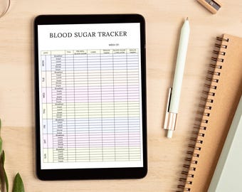 Logboek bloedsuiker en bloeddruktracker | Afdrukbare gezondheidstracker | Logboek glucose-bloeddrukmeting | Digitale download van wellnessplanner