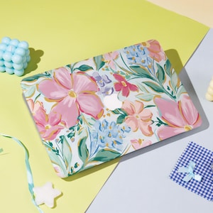 Colorful Flower Motif MacBook Case – Fits Macbook Air 11/13/15 Pro 13/14/15/16 Macbook 12&#39; A2338, A2681, A2337 Aesthetic Laptop Cover