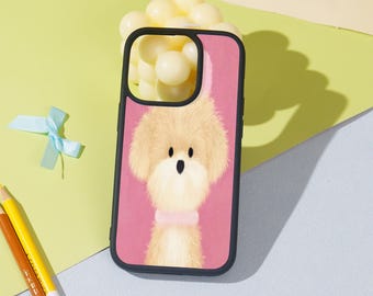 Pink Pup Aesthetic Protective Phone Case For iPhone 16 15 14 Plus/Pro/Pro Max, iPhone 11/12/13, iPhone XR/XS/X - Trendy Design Phone Cover