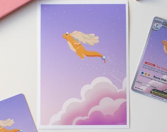 Mega Dragonite Sky Print