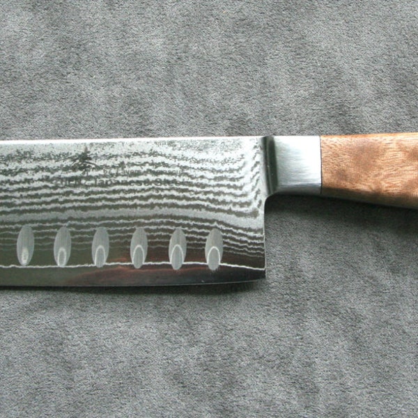 Zhen Damascus Nakiri Knife