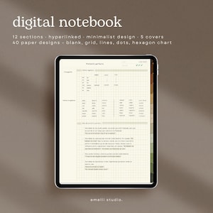 Minimalist Goodnotes Digital Notebook | Digital journal | 40 page templates | Cornell, blank, grid, lined, dotted, hexagon notebook