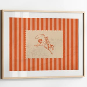 Vintage Striped Rodeo Print Western Bedroom Print Cowboy Wall Art Rustic Mid Century Modern Decor Retro Horse Print Digital Download