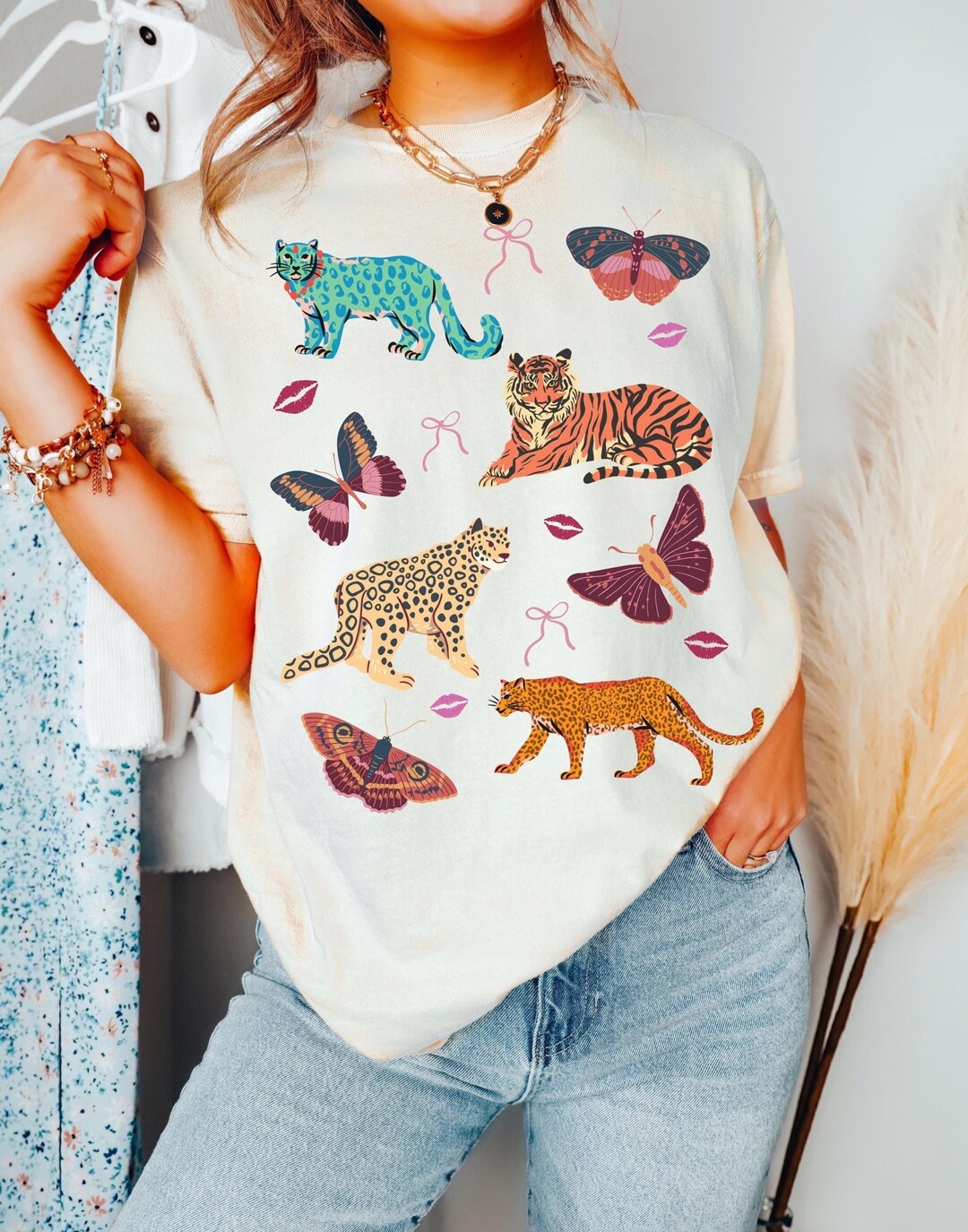 Cheetah Butterfly Girly Comfort Colors T-shirt , Feminine Animal ...