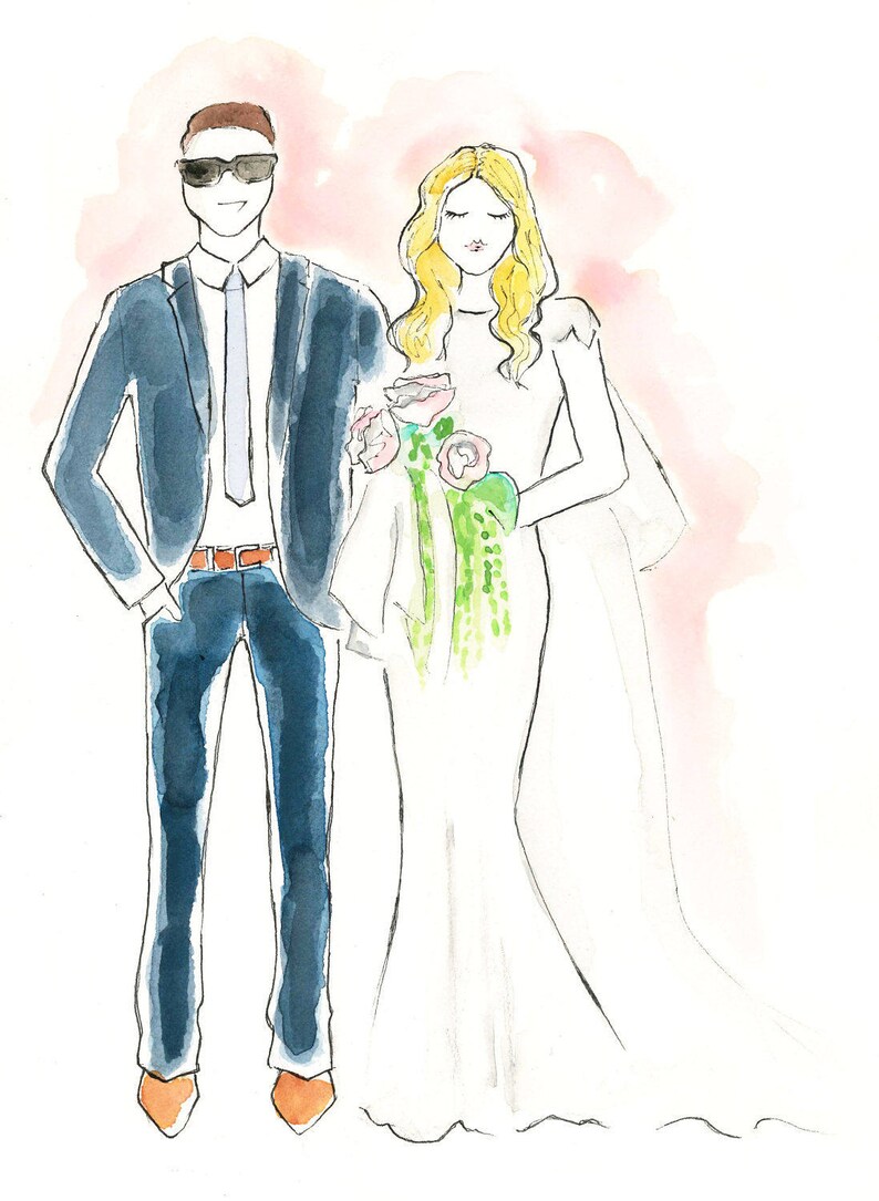 Wedding Couple anniversary gift,wedding invitation Custom Wedding Illustration wedding gift custom portrait watercolor