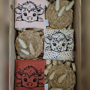 Wärmekissen mit Dinkelfüllung und abnehmbarer Hülle – Kälbchen Design, Handgemacht, Kuschelkissen, Heizkissen, Perfekt für Entspannung, Baby