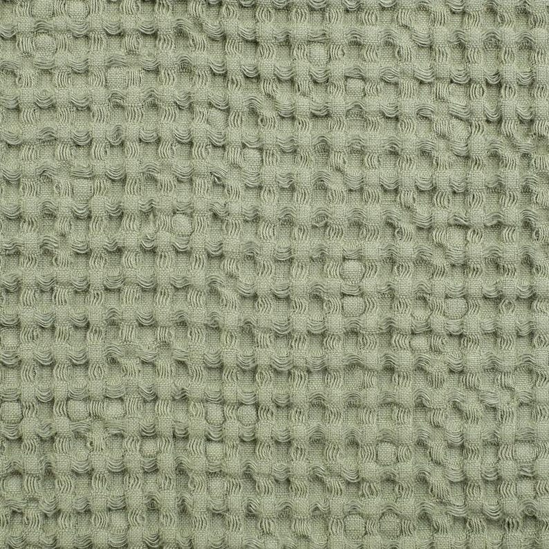 Cedar Green Linen Waffle Blanket