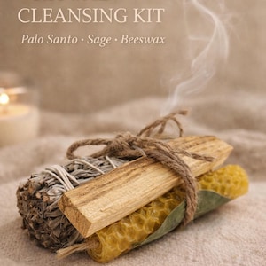 Ritual Smudging Kit | Ritual Pack with Palo Santo, White Sage and Honey Candle | Energy Cleansing Kit Spiritual Gift