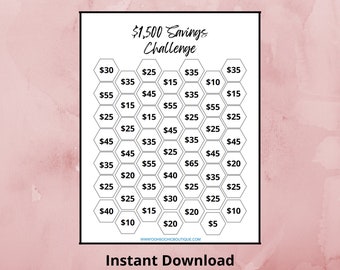 Savings Challenge, Save 1,500 In 30 Days, 1,500 Savings Tracker, Money Saving Challenge, Printable, Money Saver Instant Download