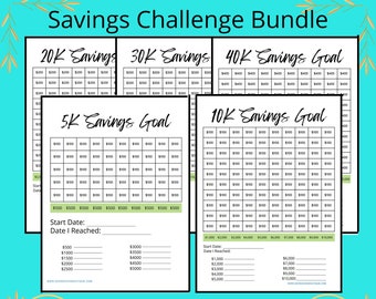 Savings Challenge, Save 5k 10K 20K 30K 40K At Your Own Pace, Savings Tracker, Money Saving Challenge, Printable Money Saver Instant Download