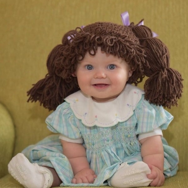 Cabbage Patch Wig, Cabbage Patch Kids Wig, Baby hat, Cabbage patch kids inspired hat, Dress up hats for kids, Baby wigs, Halloween Wig