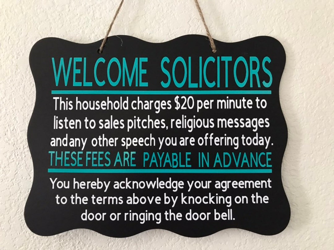 Funny Front Door Sign, Funny No Soliciting Sign, Solicitors