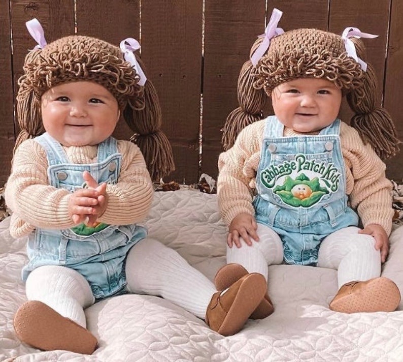 Cabbage Patch Kids Hat, Cabbage Patch Hats, Cabbage Patch Wigs, Halloween Accessory, Dress Up Hats For Kids, Baby Wigs, Pigtail Hats image 1