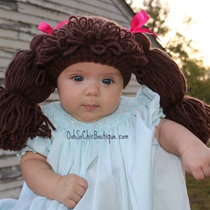 Cabbage Patch Kids Hat, Cabbage Patch Hats, Cabbage Patch Wigs, Halloween Accessory, Dress Up Hats For Kids, Baby Wigs, Pigtail Hats image 2