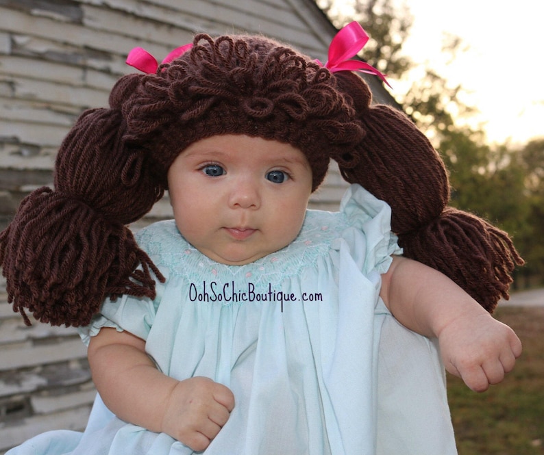 Cabbage Patch Kids Hat, Cabbage Patch Hats, Cabbage Patch Wigs, Halloween Accessory, Dress Up Hats For Kids, Baby Wigs, Pigtail Hats image 2