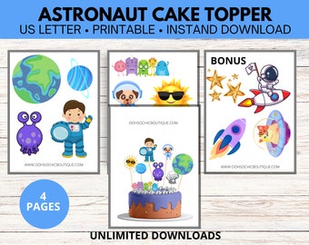 Printable Space Cake Topper, Space Centerpieces, Space Birthday Party, Galaxy Table Decor, Boy Astronaut, Planet Decor, Digital Download