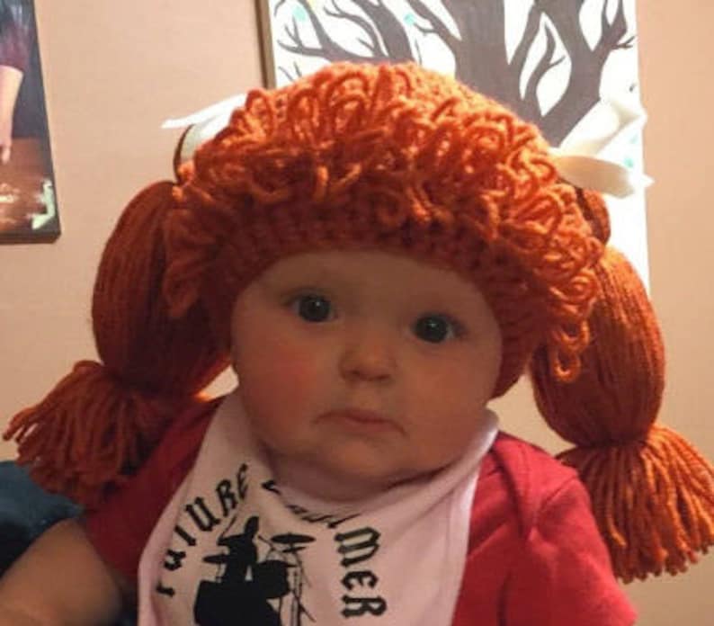 Cabbage Patch Kids Hat, Cabbage Patch Hats, Cabbage Patch Wigs, Halloween Accessory, Dress Up Hats For Kids, Baby Wigs, Pigtail Hats image 5