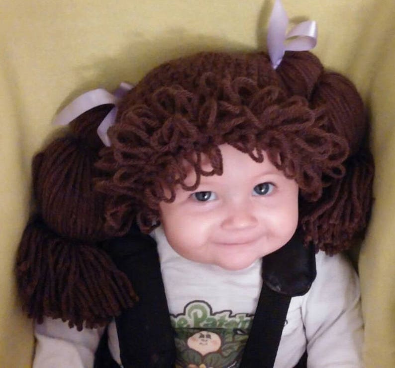 Cabbage Patch Kids Hat, Cabbage Patch Hats, Cabbage Patch Wigs, Halloween Accessory, Dress Up Hats For Kids, Baby Wigs, Pigtail Hats image 6