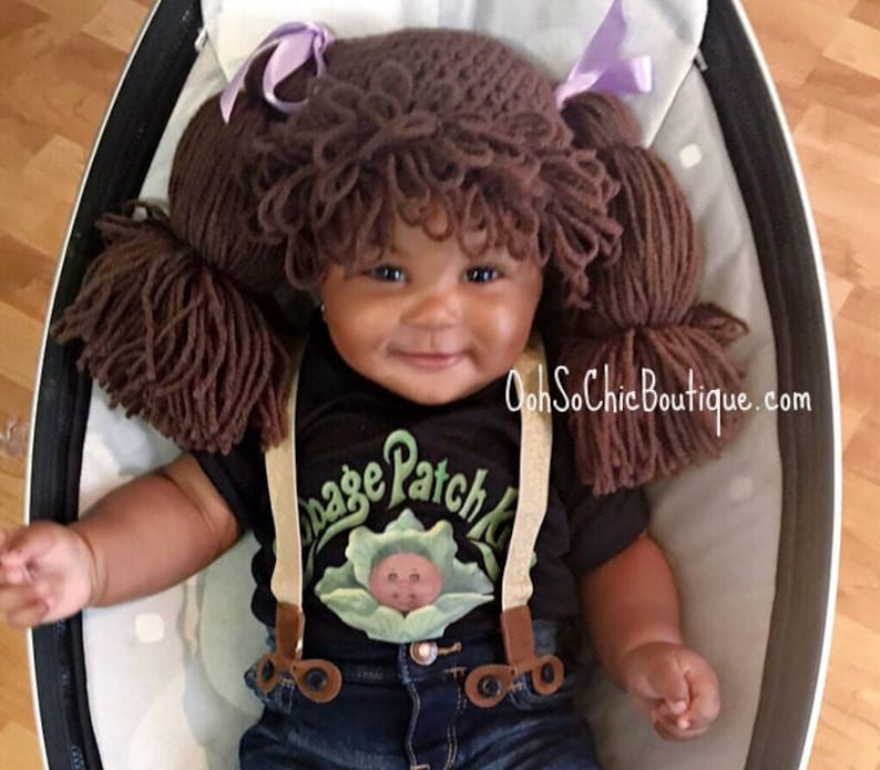 Cabbage Patch Kids Hat, Cabbage Patch Hats, Cabbage Patch Wigs, Halloween Accessory, Dress Up Hats For Kids, Baby Wigs, Pigtail Hats image 7