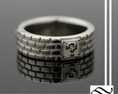 14k gold Super Mario Bros Brick Ring -A White, rose or yellow gold geeky retro wedding band