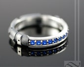 Sapphire Light Saber Ring - Sterling Silver - geeky blue wedding band, anniversary ring or promise ring