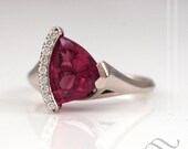 Pink Rubelite Tourmaline Captured by Diamonds - 14k white gold