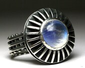Sterling Silver and Moonstone Studded Shadowbox Ring