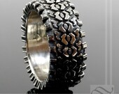 Detailed Sterling Silver Truck Tire Tread Ring Extra thick and beefy wide design