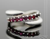 Rose Red Ruby and Thorns - Sterling Silver