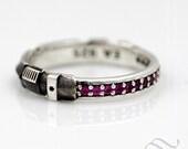Ruby Light Saber Ring - Sterling Silver - Oxidized and polished finish - geeky wedding band