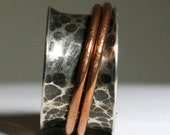 Rustic Double Metal Hammered Spinner - Sterling Silver and Copper