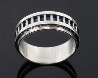 Men's Industrial Band - Sterling Silver - Steampunk wedding ring