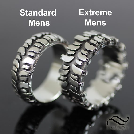 Mens Extreme Mud Bogger Tire Tread Wedding Ring - Wide Design