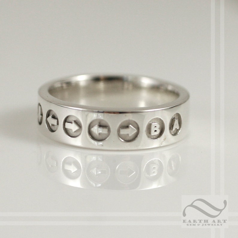 Contra Code Ring - A Fun Geeky Band - Sterling Silver or 14k Gold ...