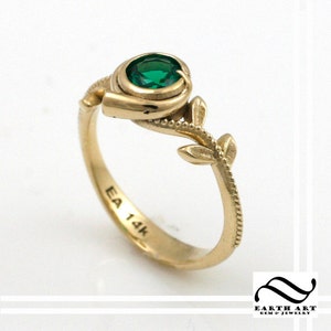 Kokiri Emerald Ring Legend of Zelda Geeky Engagement Ring 14k geel of wit goud afbeelding 2