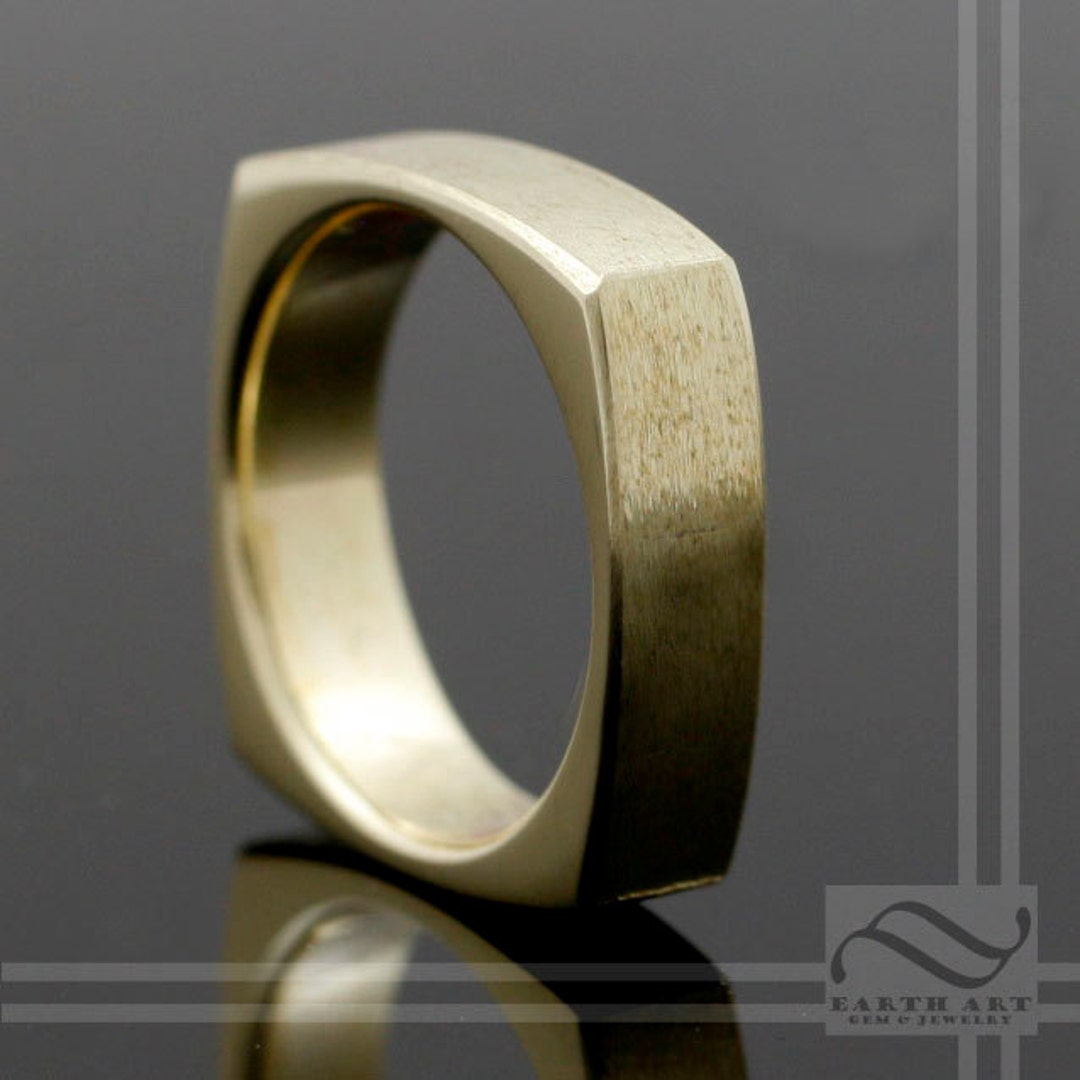 The Golden Square - 14k Wedding Band - Squircle Ring Rounded Square ...