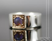 Solid Round Australian Opal ring in 14k and sterling silver