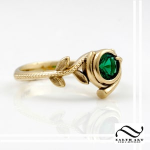 Kokiri Emerald Ring Legend of Zelda Geeky Engagement Ring 14k geel of wit goud afbeelding 5