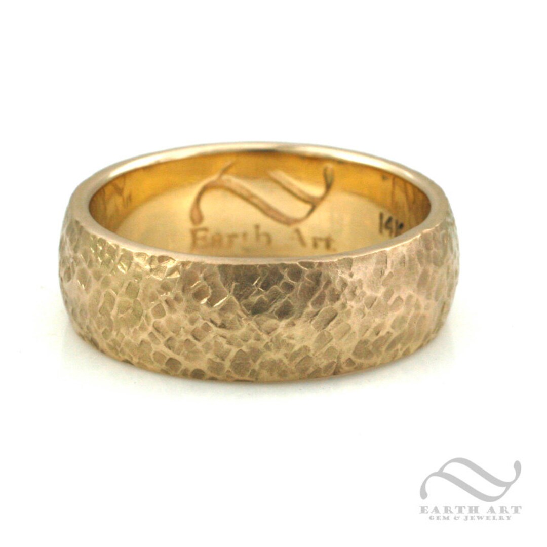 Aspen Tree Bark Wedding Ring - 14k Yellow, White or Rose Gold - 7mm ...