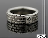 14k gold Super Mario Bros Brick Ring -A White, rose or yellow gold geeky retro wedding band